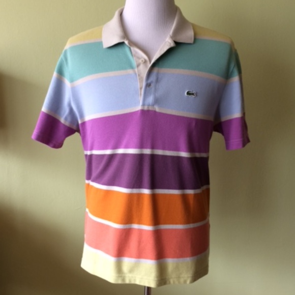 Lacoste Other - Lacoste Striped Rainbow Golf Shirt, 6 (Large)